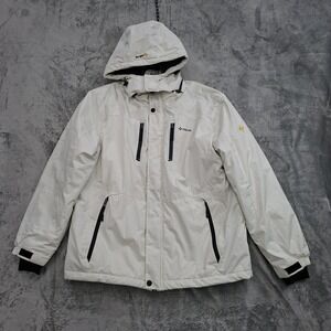 Gemyse jacket Mens L White Hooded Ski Snowboarding Warm Furry‎ Lined Gorpcore